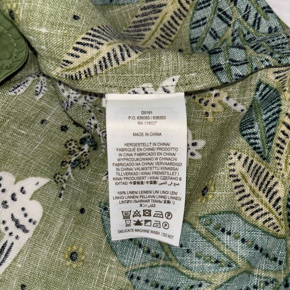 Boden Smocked 100% Linen Shirt Dress. Leaf, Oriental Cascade pattern. - Picture 4 of 10